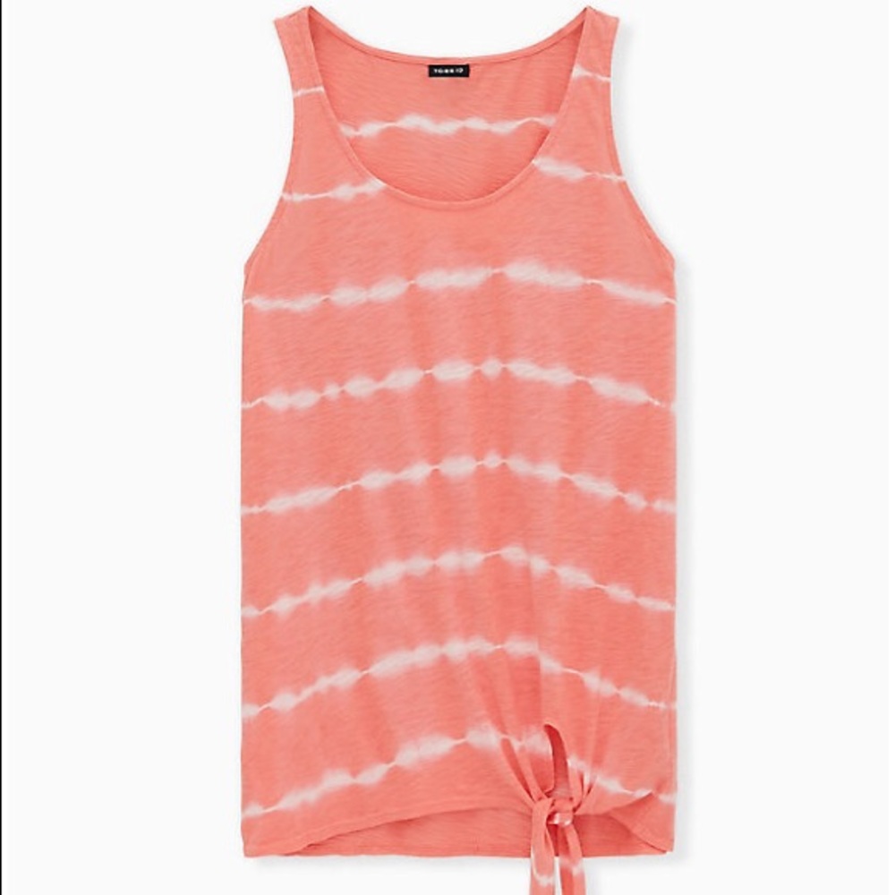 Torrid Coral striped Tie Front Tank